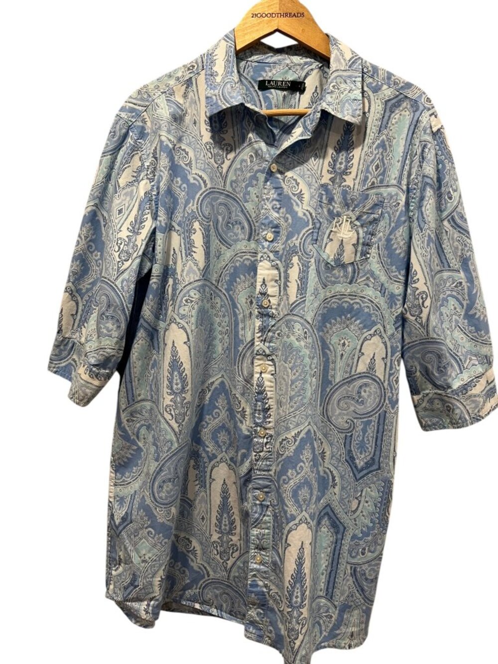 Lauren Ralph Lauren Paisley Cotton Shirt, Blue, L